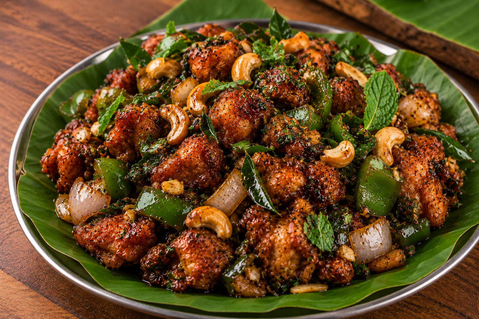 Chicken Mint Nuts Manchurian